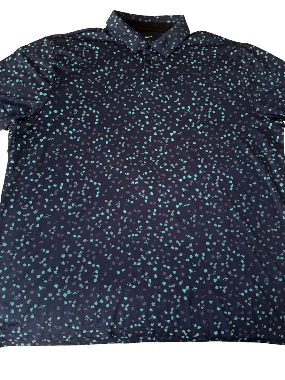 Nike Dri-FIT Tour Men's Blue Floral Print Short Sleeve Polo Shirt Size 2XL